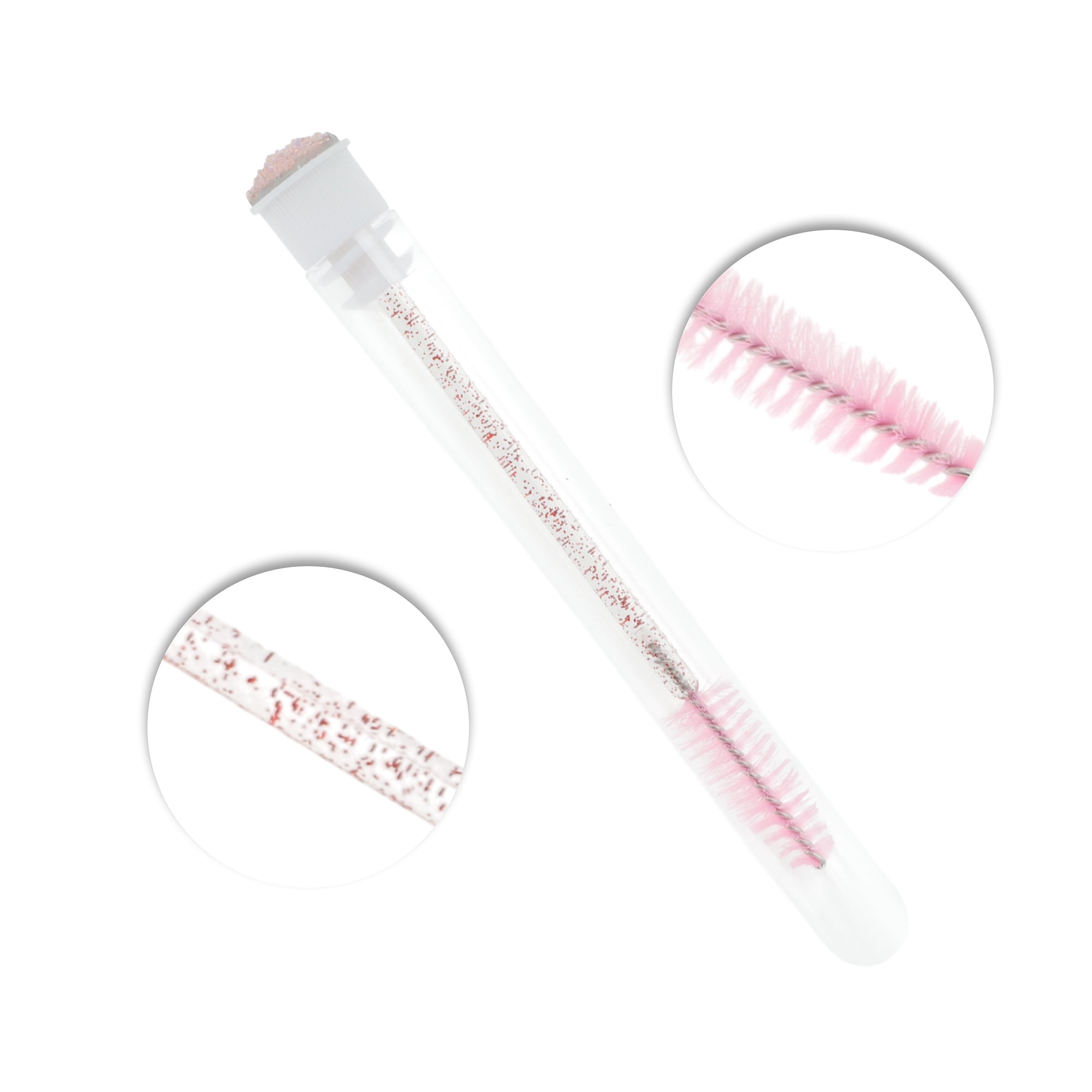 Unique Bargains 1 Pc Soft Reusable Eyelash Brush for Vacation in Tube Light Pink