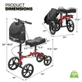 thumbnail image 2 of Magshion Foldable Knee Scooter for Leg and Foot Injuries, Adjustable Height Knee Walker with Dual Braking System & Front Bag, Crutch Alternative, Red, 2 of 11