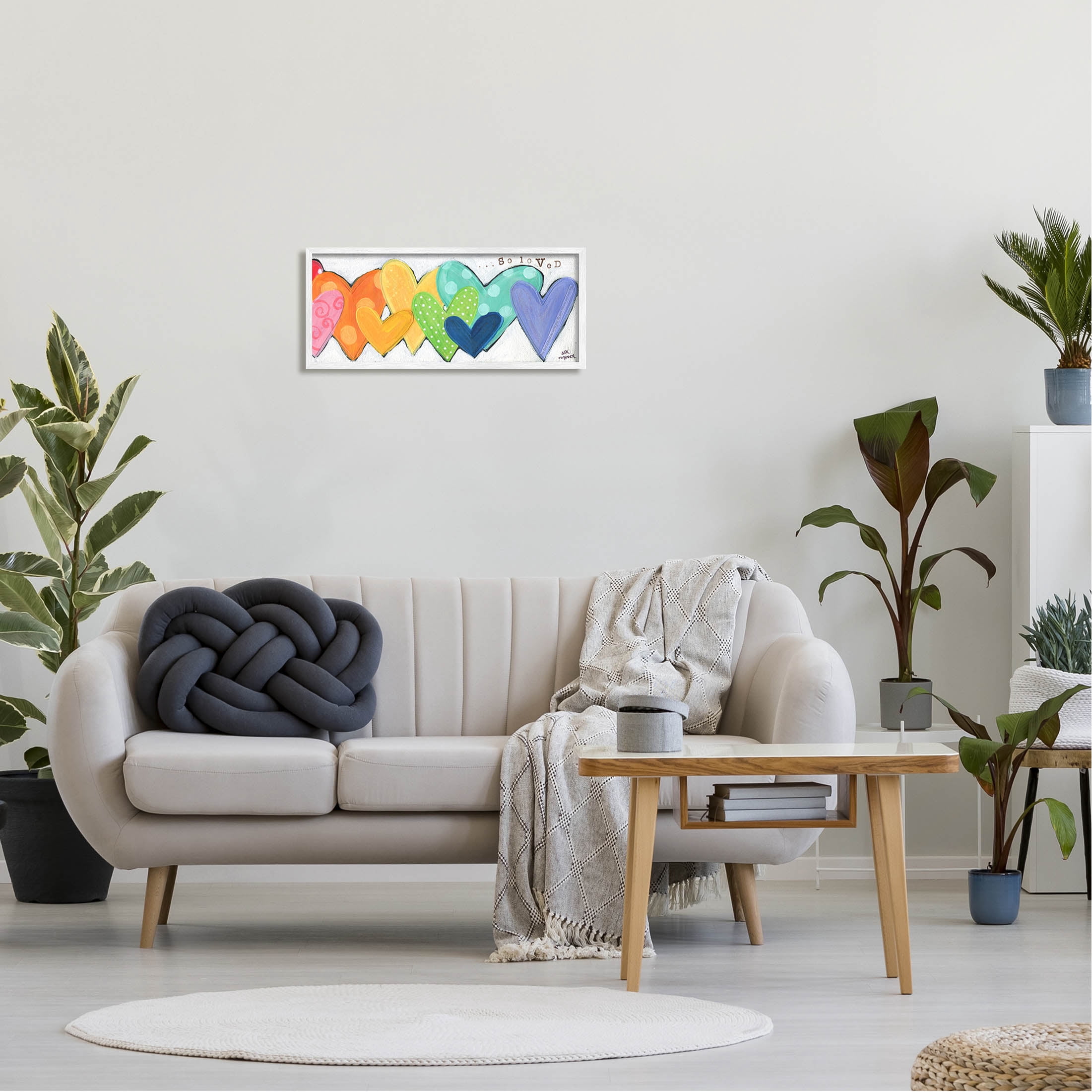 Stupell Industries Patterned Hearts So Loved Painting White Framed Art Print Wall Art, Design by Alli Rogosich