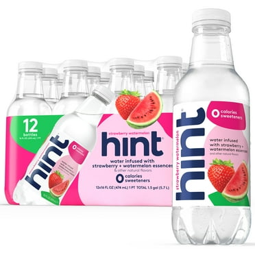 Hint Bottled Water, Strawberry Watermelon - Purified Flavored Water with Zero Calories, Sugar Free, Natural Flavors - 16 Fl Oz (Pack of 12)