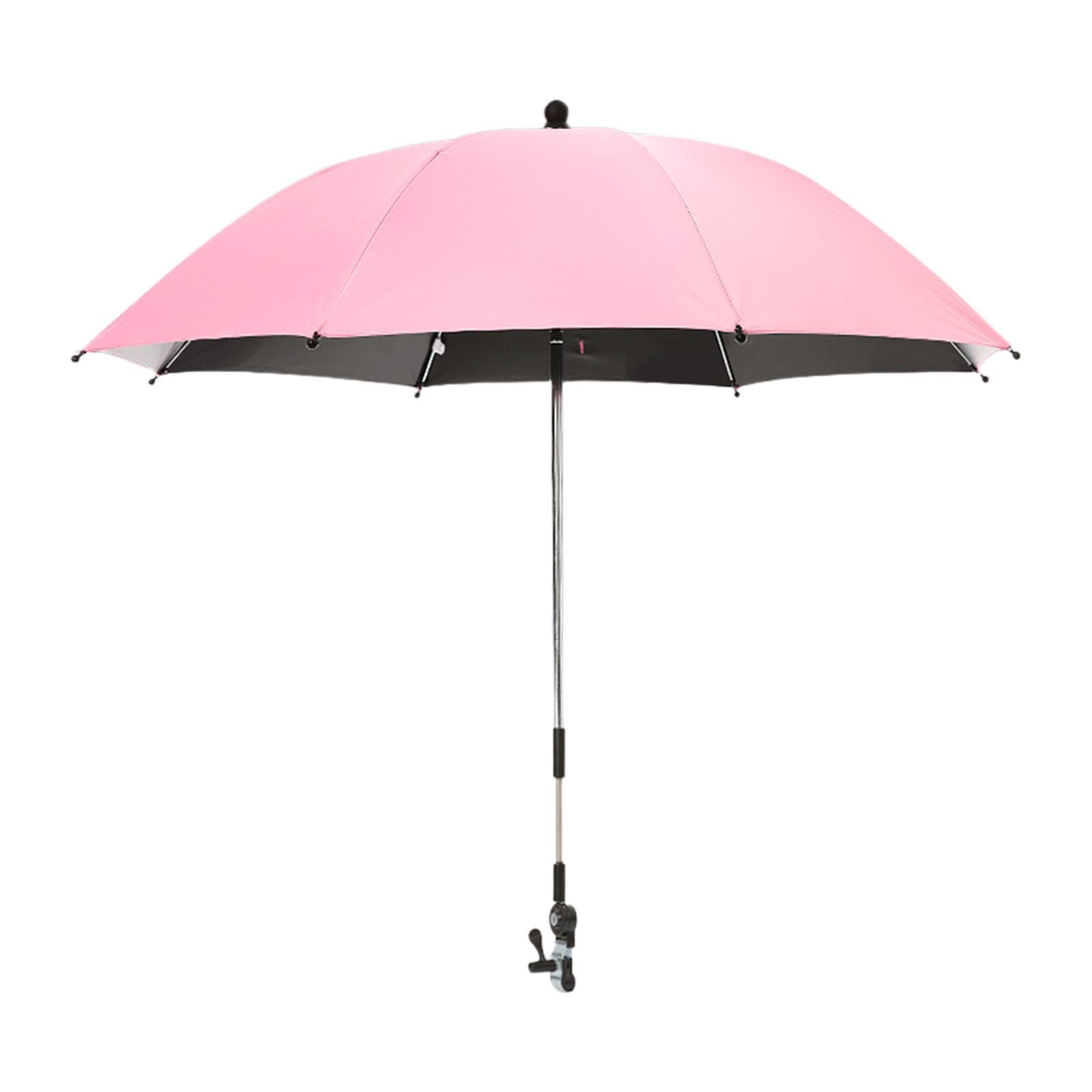 Baby Parasol Baby Pram Umbrella with Clamp Waterproof Umbrella Sun Protection Baby Parasol for Park Walking Traveling Bike Trolley pink