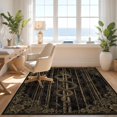 thumbnail image 3 of Design&I 9'x12' Washable Area Rug Snag-Free Snake Sofa Vintage Gothic Boho Motif Ornate Bird Scroll Bamboo Flowing Dynamic for Dining Room, Basement, Large Office, 3 of 7