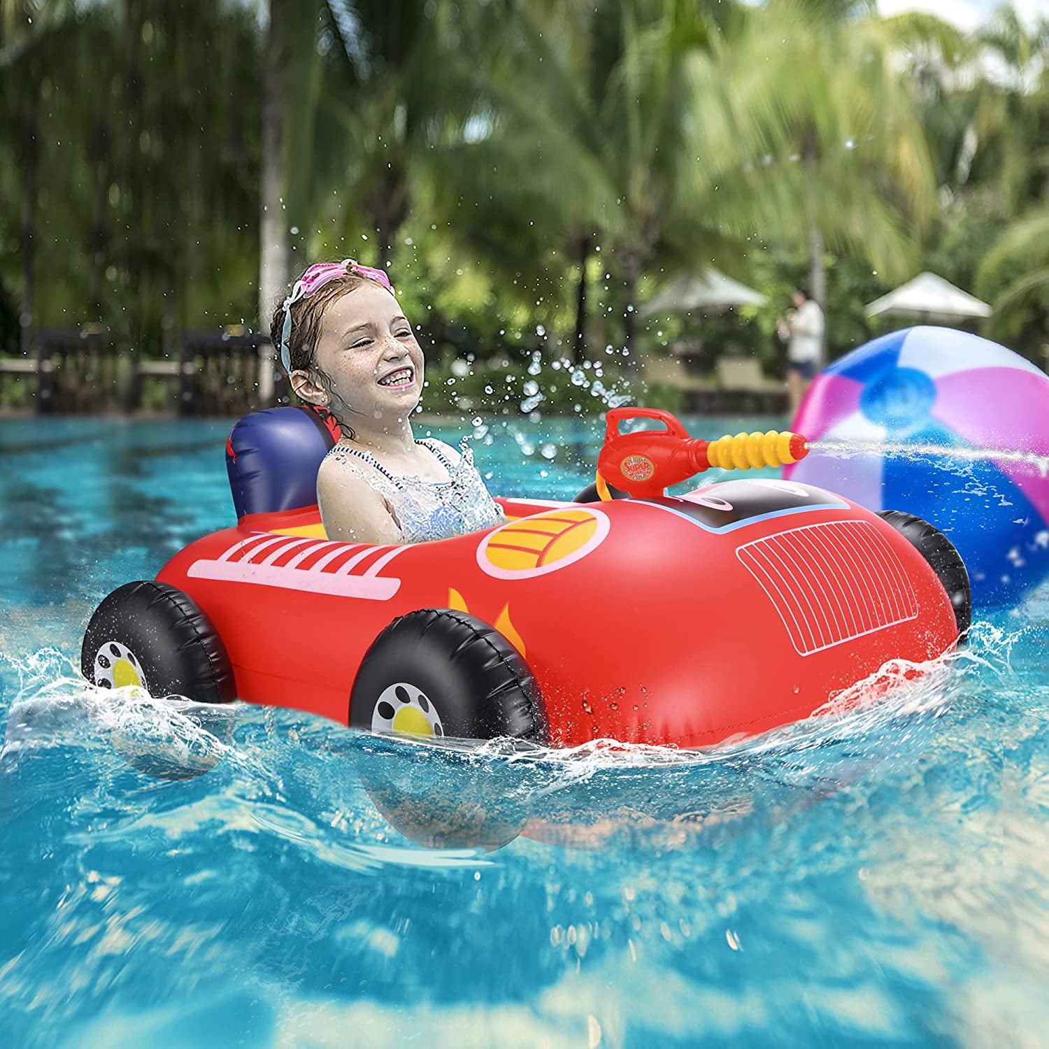 Inflatable Kids Pool Float with Water Gun, Pool Floats for Toddler