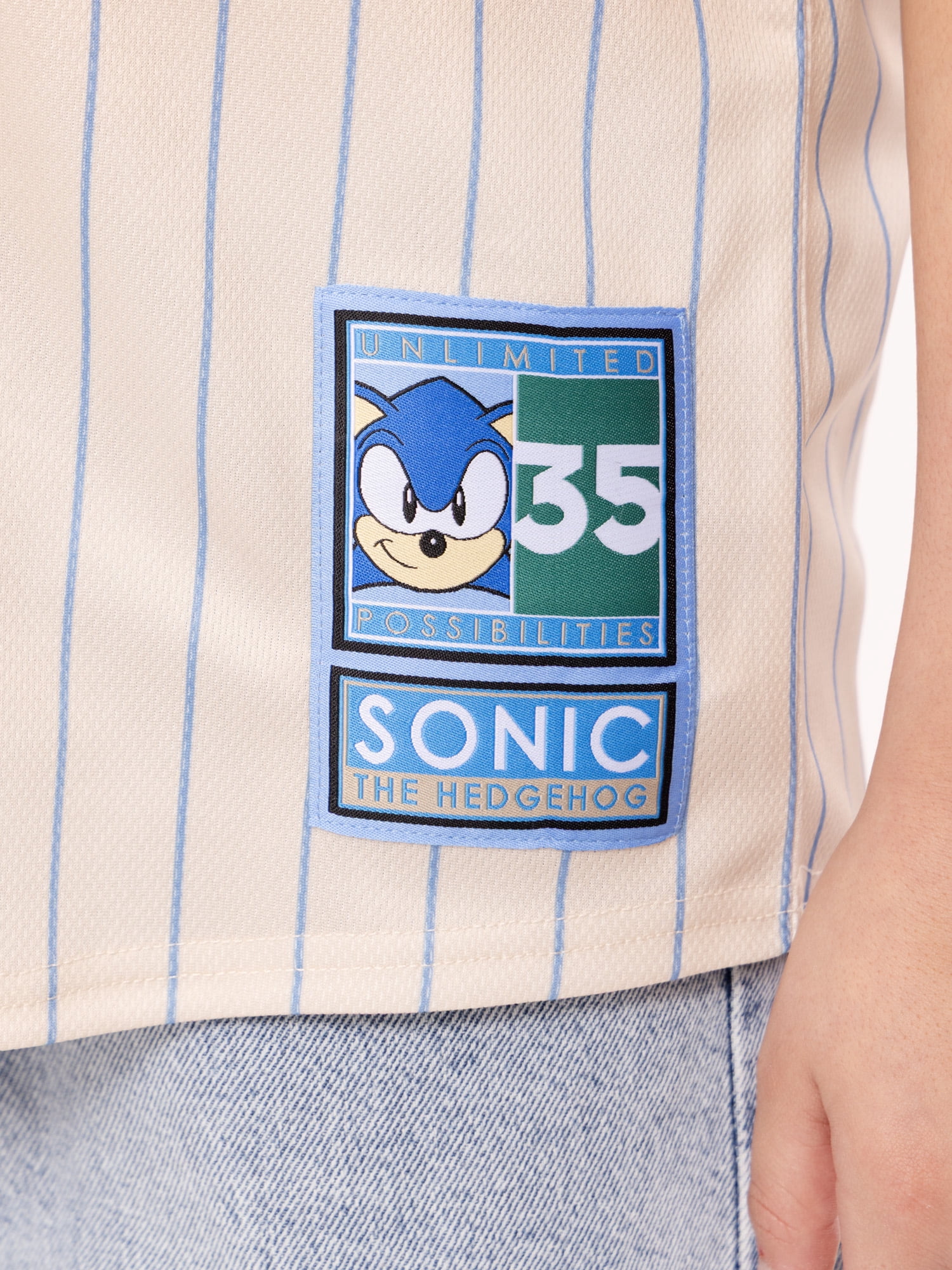 Sonic the Hedgehog Boys Graphic Baseball Button Down Jersey with Short Sleeves, Sizes 4-12