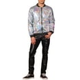 thumbnail image 2 of INSPIRE CHIC Sequin Jacket for Men's Zip Up Long Sleeves Party Disco Sparkly Bomber Jacket M Silver, 2 of 6