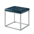 thumbnail image 3 of Inspired Home Simpson Faux Leather Cube Ottoman PU Leather Tufted Metal Frame Modern, Blue, 3 of 7