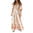 thumbnail image 1 of Biekopu Women Summer Bohemian Dress Casual V Neck Flowy Long Party Dress with Pocket for Beach Cocktail Streetwear, 1 of 9