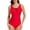 Red, variant on Women's One Piece Swimsuit Mesh Lace-Up V-Neck Swimwear Ruched Tummy Control Bathing Suit