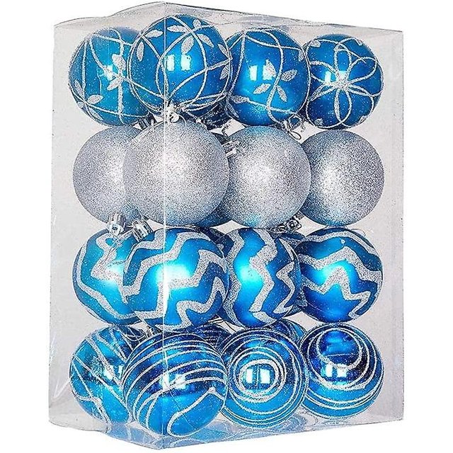 Bola de decoración para árbol de Navidad, adornos navideños, 6 cm, juego de 24 bolas navideñas pintadas a mano