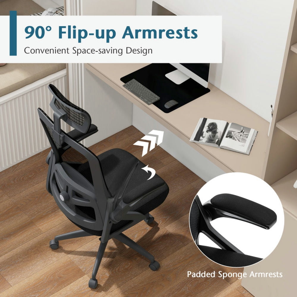 Demi Bonn Adjustable Swivel Task Chair Ergonomic Office Chair with Adjustable Lumbar Support, Rolling Work Computer Desk Chair, Black