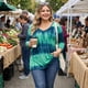 thumbnail image 2 of Tops de mujer plus size Agnes Orinda con rayas de teñido anudado, cuello en V, mangas 3/4, blusas casuales 4X teñido anudado verde, 2 of 8