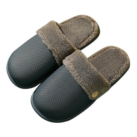 

Rdeuod Slippers for Men Winter Closed Toe Slippers Plush Home Slides Warm Water Proof Flat Men Cotton Slippers