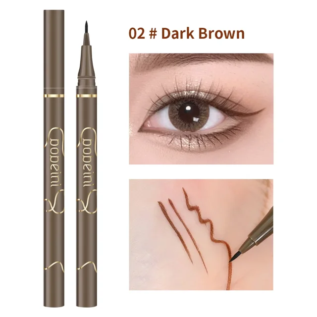 Lápiz Delineador de ojos líquido de secado rápido, duradero, resistente al agua, negro, marrón, ultrafino, mate, gusano de seda (dark brown