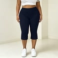 thumbnail image 6 of Noric Women's Plus Size Bow Tie Cuff Capri Leggings High Waist Stretchy Yoga Pants Side Split Casual Workout Cropped Tights, 6 of 9