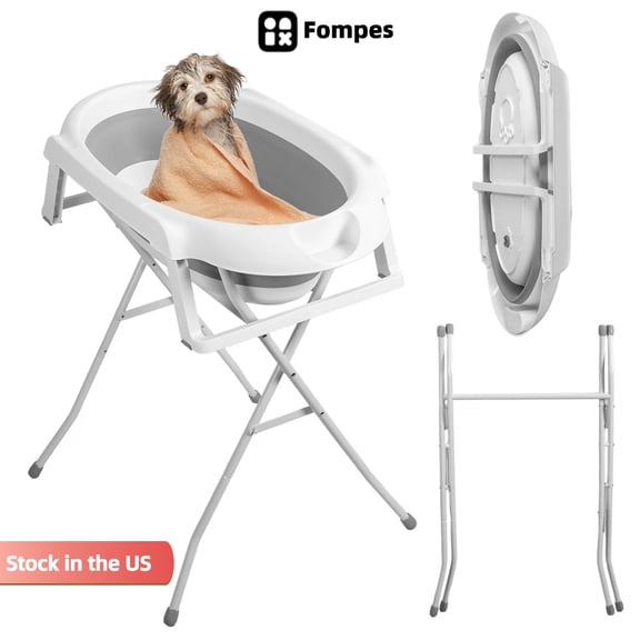 2-In-1 Collapsible Pet Bathtub with Stand, Portable Dog Washing Station for Bathing and Grooming, Portable Shower Bathtub for Small Dogs Cats Pet