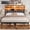 Brown, variant on Lifezone Queen Storage Bed Frame with 2 Drawers, Bookcase Headboard & Charging Station, No Box Spring Needed, Rustic Brown