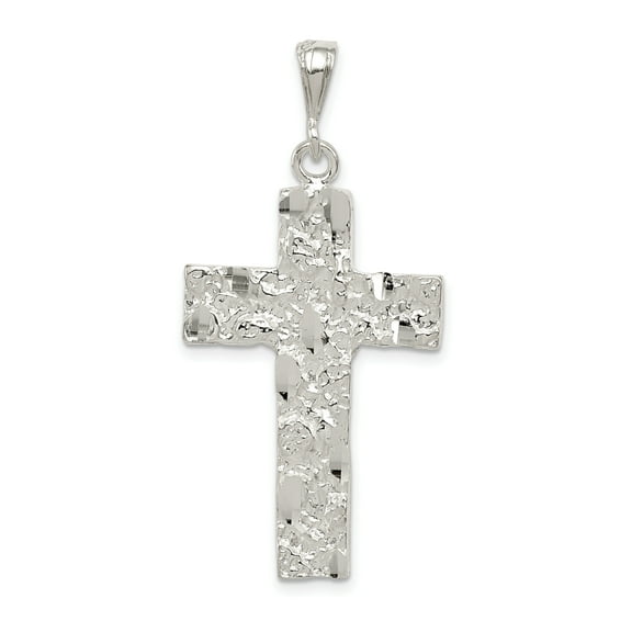 Beautiful Sterling Silver Nugget Cross Pendant