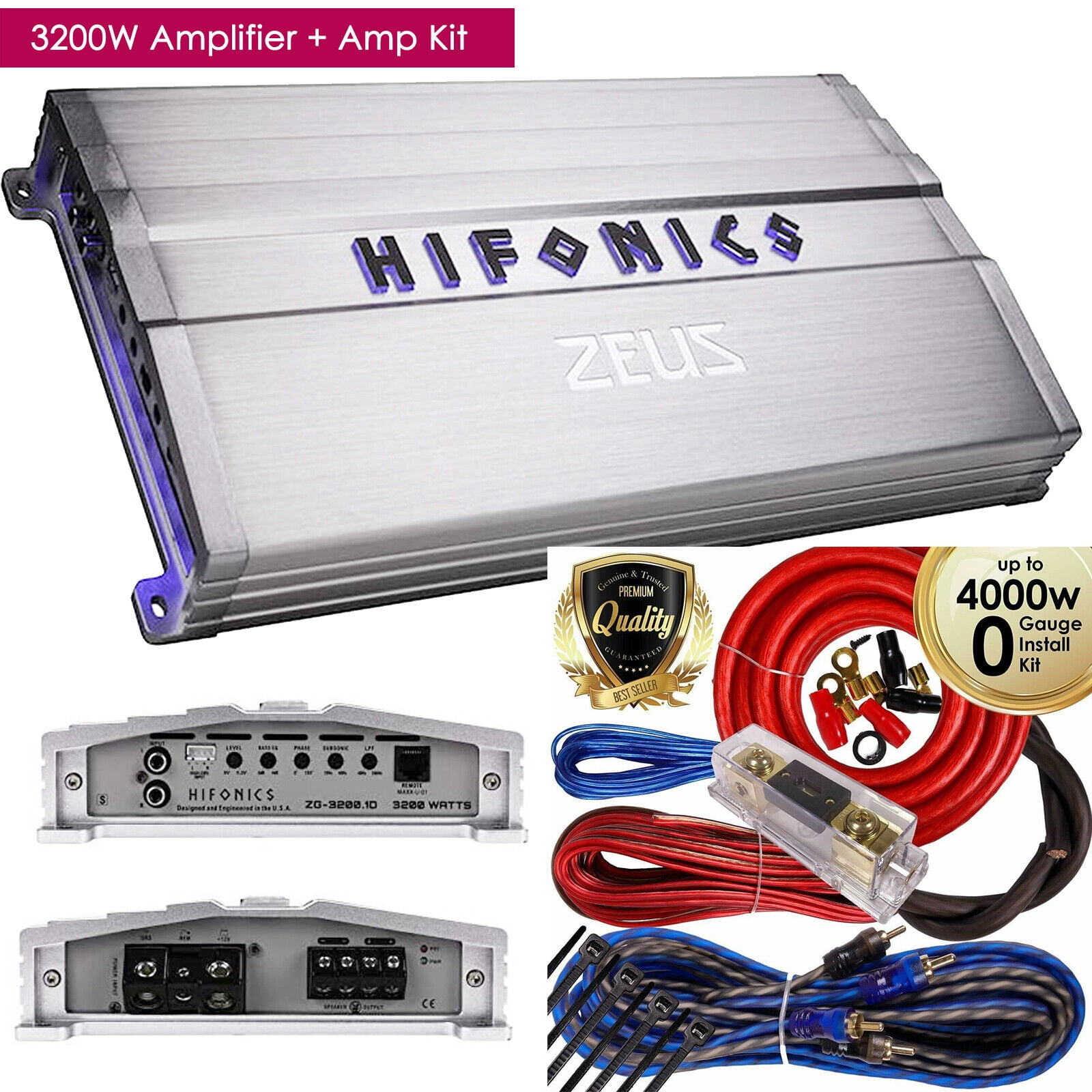 Hifonics Zeus ZG3200.1D 3200W Mono Subwoofer Car Audio Amplifier + Amp