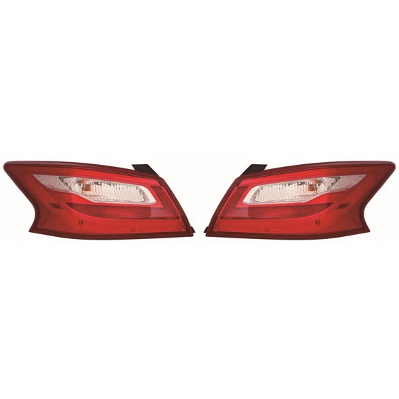 For Nissan Altima Tail Light Assembly 2016 2017 Driver and Passenger Side Pair Outer Standard Red Lens Sedan Replacement For NI2804106, NI2805106 | 26555-9HS0A, 26550-9HS0A