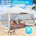 thumbnail image 5 of SANOPY 10x15 Pop up Canopy Tent with Sidewalls, Heavy Duty Easy up Outdoor Gazebo Canopy with Mosquito Net Screen Tents for Parties, Screened Canopy Party Tent for Backyard with Handbag, 5 of 11