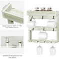 thumbnail image 2 of Oumilen Wall Mounted Wine Glass and Coffee Mug Storage Rack Shelf with 6 Metal Hooks, Gray Green, 2 of 7