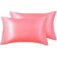 thumbnail image 1 of Dinheiro Miruxia Paquete de 2 fundas de almohada de satén para cabello y piel, fundas de almohada de satén con cierre de sobre (blanco, tamaño estándar 20.0 x 26.0 in), 1 of 8