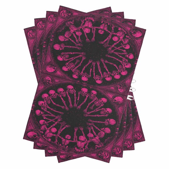 Halloween Kitchen Towels Set of 4, Water Absorbent Dish Towel, Vintage Skeleton Pink Fall Holiday Decorative Hand Towels - Quick Drying Cloth for Cooking Baking, 18x28 Inch