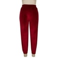 thumbnail image 7 of Lenpel Women's Velour Joggers Soft Casual Elastic High Waisted Tapered Velvet Sweatpants Comfy Lounge Pants with Pockets(Wine,X-Large), 7 of 7