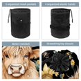thumbnail image 3 of PhooArto Drawstring Cosmetic Bag, Barrel Shaped Portable Travel Makeup Bags, Cows Sunflower Pattern Large Capacity Waterproof Multifunctional Bucket Toiletry Bag, 3 of 6