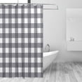 thumbnail image 3 of Polyester Fiber Shower Curtain, Gray Gingham Print Shower Curtain, Metal Buckled Eye Waterproof Shower Curtain, Can Be Washed-72x72in, 3 of 8