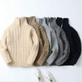 thumbnail image 3 of Boys And Girls Knit Sweater Baby Kids Long Sleeve Chunky Sweater Fall Winter Warm Toddler Pullover Crewneck Tops Sweatshirt Navy 5-6 Years, 3 of 3