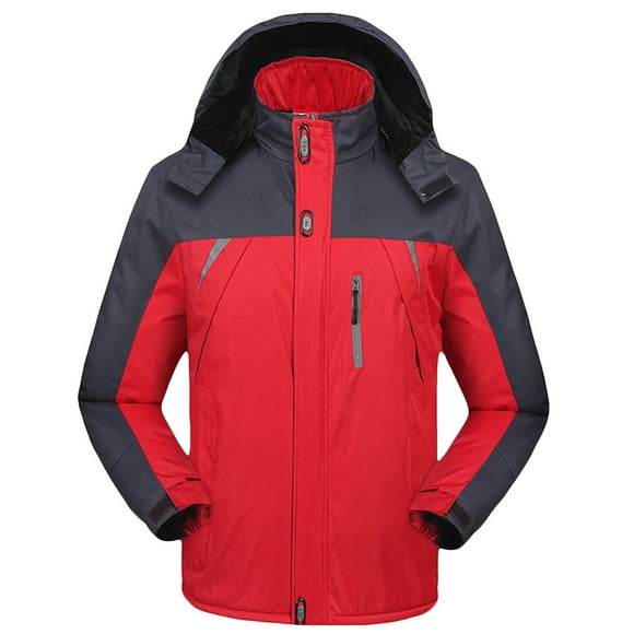 Mceream Men's Winter Skiing Jackets Water Resistant Fleece Coats Insulated Thermal Snowboard Jacket Parka Raincoat with Hood Plus Size Outwear Plus Size OutwearRed XXXXXL