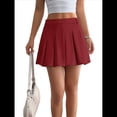 thumbnail image 3 of Falda de Tenis Plisada de Cintura Alta para Mujer y Niña, Estilo Escolar, Corte A Vino Tinto L, 3 of 8