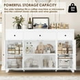 thumbnail image 2 of Homfa 55"W Kitchen Sideboard Credenza, 4-Doors 3-Drawer Wood Buffet Storage Cabinet with Adjustable Shelves, White, 2 of 7