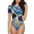 thumbnail image 1 of Fotbe Vintage Starry Sky Shark Body de Mujer con Cuello Redondo y Mangas Cortas, Sin Mangas Ajustado, Suave, Cómodo y Básico-XX-Large, 1 of 7