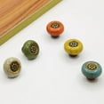 thumbnail image 7 of HDJNal Set of 6,Round Shape Ceramic Knobs with Screws - 32mm Diameter - Round Vintage Pull Handles for Home & Office Furniture - Kitchen Cabinet, Drawers & Cupboard Doors (Bronze-White), 7 of 7