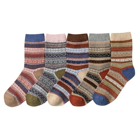 

QWERTYU Women s Causal Compression Christmas Thick Wool Crew Socks 5 Pairs