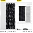 thumbnail image 3 of Black Blackout Striped Pattern Curtains for Living Room 84 inch Long 2 Panels Set, Noise Reducing Thermal Insulated Wave Line Foil Print Bedroom Drapes for Patio Sliding Glass Door (52 x 84), 3 of 10