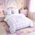 thumbnail image 2 of Manfei Purple Monogrammed A Design 7-Piece Twin Bedding,Geometric Grid Print Bedding Comforter Set,Reversible, 2 of 7