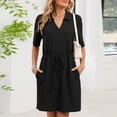 thumbnail image 5 of MYAOYI Housecoat for Women Short Sleeve Turndown Collar Solid Color Home Short Sleepshirts, 5 of 7