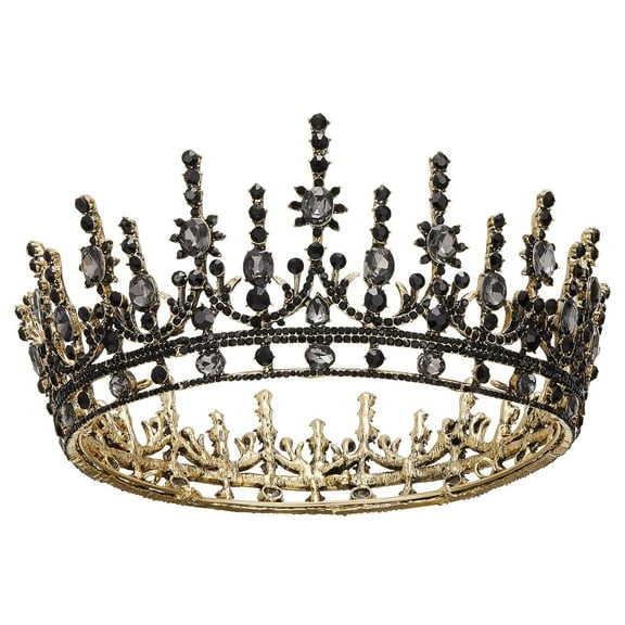 Black Crown for Women Baroque Queen Crown for Halloween Costume Party Prom Wedding, Princess Tiara for Girls Gothic Bridal Tiara for Wedding Crown for Brides