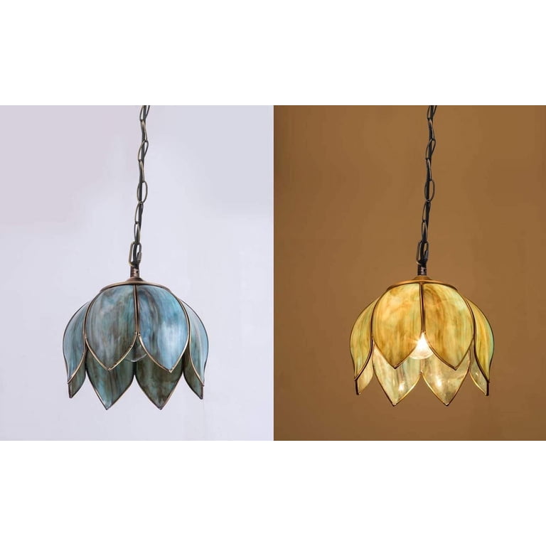 Swag Plug-in Pendant Light With Wooden Handle - 20ft Cord, Dimmable Switch, Macaron Yellow Shade