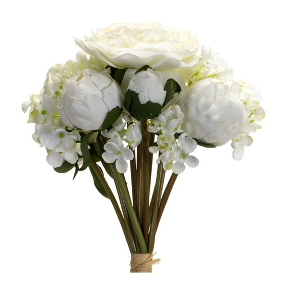 Melrose Peony and Hydrangea Bouquet (Set of 6) White Polyester