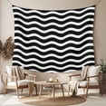 thumbnail image 2 of Black Moire Ombre Tapestry for Bedroom Wall Hanging Tapestry, Water Ripple Stripe Farmhouse Ceiling Backdrop Tapestries Poster Blanket Wall Decor for Teens Room Living Room Dorm 59" x 79", 2 of 8