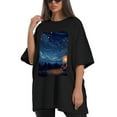 thumbnail image 4 of Plus Size Shirt for Women Black Tops for Women Short Sleeves Shirt for Women Night 2 T Shirt Crewneck Shirt for Women XL, 4 of 5