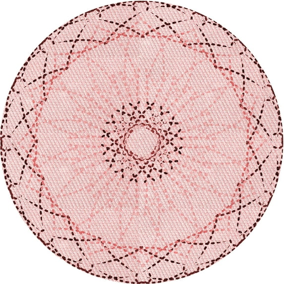 Ahgly Company Indoor Round Patterned Pink Bubble Gum Pink Area Rugs, 3' Round