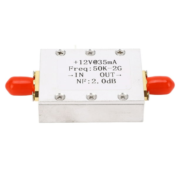 Amplificador de banda ancha de 50 K a 2 GHz, amplificador LNA, bajo ruido, 31 dB, alta ganancia, CC 9-15 V, accesorio