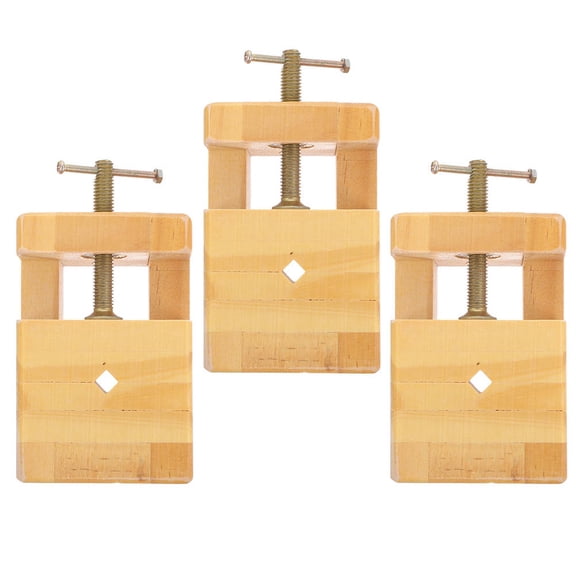 RENACLIPY 3-Piece Multi-Purpose Wood Vise Clamp Set Light Brown for Carving, Stamping, and Woodworking Projects