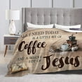 thumbnail image 6 of Christian Coffee Blanket Jesus and Coffee Throw Blanket Coffee Gifts and Decor Religious Blanket for Women Men Kids Adults Soft Warm Cozy Fleece Blanket for Couch Sofa ​Bed 50"x40", 6 of 6