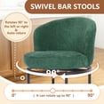 thumbnail image 3 of ClinQ Swivel Counter Height Bar Stools Set of 3, Fabric Upholstered Barrel Bar Chairs with Auto Return, Curved Back and Black Metal Frame, Green, 3 of 7